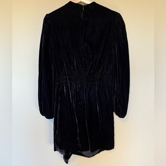 RHODE Womens Zadie Velvet Cut Out Puff Sleeve Mini Dress Black NWT Size 6 - Picture 3 of 12